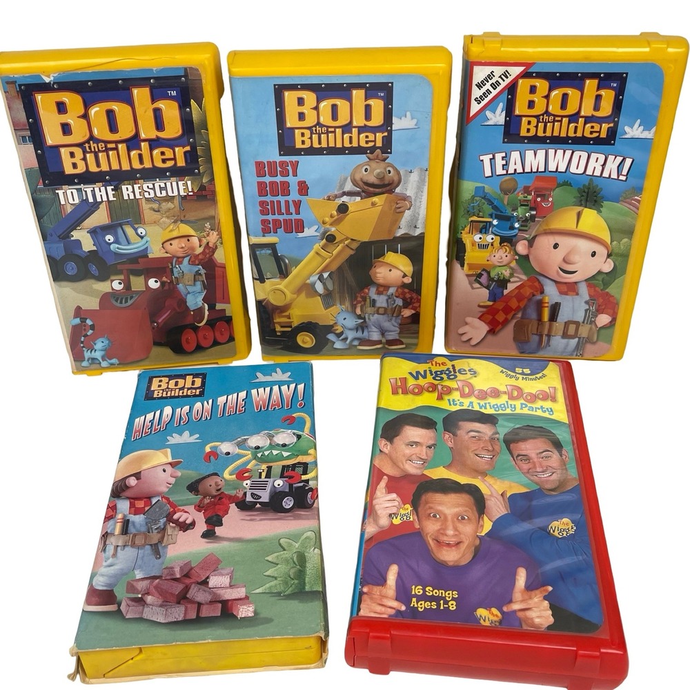 Vintage Bob the Builder & The Wiggles 5 VHS Lot Kids Educational 2000s